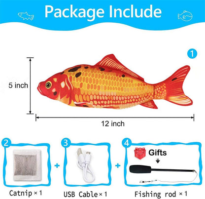 Catnip Toys Interactive with Fishing Rod Electric Moving Flopping Fish Cat Kicker Toy Realistic for Indoor Cats Pets Kitten…